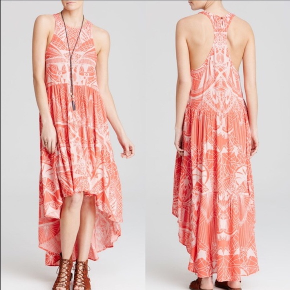 Free People Geometric Pink High Low Dress